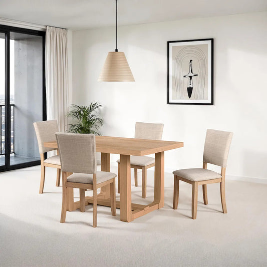 Furniture of America - Sauro - 4 Pc. Dining Table Set - Natural - SL3405NT-T-5PC view 2