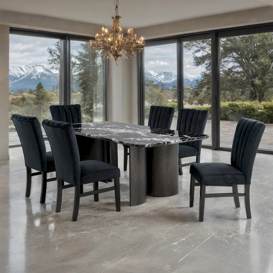 Furniture of America - Selsey - 6 Pc. Dining Table Set W/ Black Chair - Black - FM34007BK-T-7PC-05BK view 1