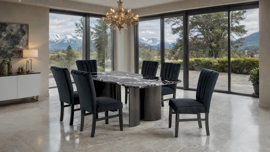 Furniture of America - Selsey - 6 Pc. Dining Table Set W/ Black Chair - Black - FM34007BK-T-7PC-05BK view 2