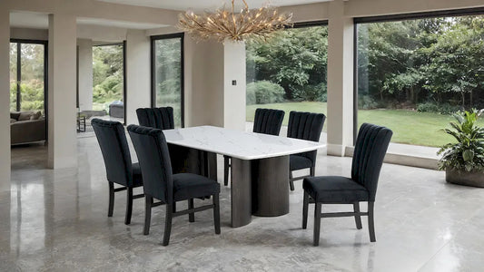 Furniture of America - Selsey - 6 Pc. Dining Table Set W/ Black Chair - White - FM34007WH-T-7PC-05BK view 2