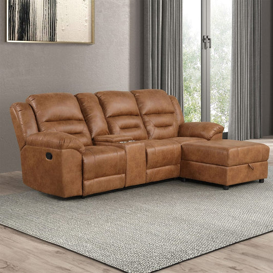 Furniture of America - Septimus Sectional in Saddle Brown - TM6028BR-SECT View 1