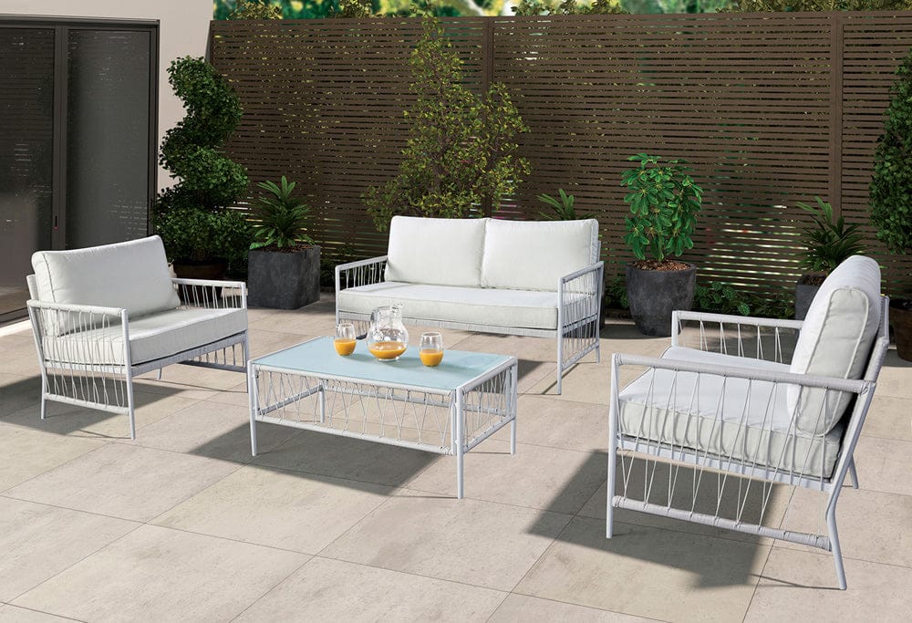Furniture of America - Shomari 4 Pc. Wicker Sofa Set in White - LA-A025WH-4PK View 1