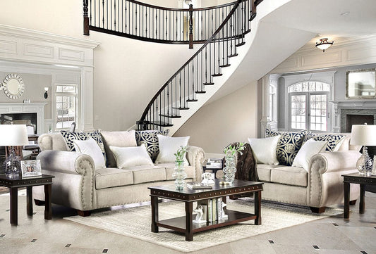 Furniture of America - Sinatra Sofa + Loveseat in Light Mocha/Navy/Champagne - SM6152-2PC View 1