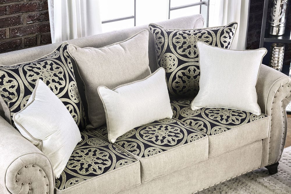Furniture of America - Sinatra Sofa + Loveseat in Light Mocha/Navy/Champagne - SM6152-2PC View 3