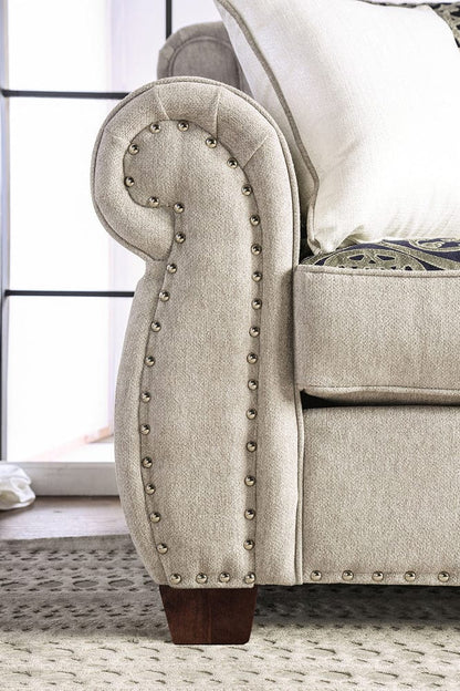 Furniture of America - Sinatra Sofa + Loveseat in Light Mocha/Navy/Champagne - SM6152-2PC View 5