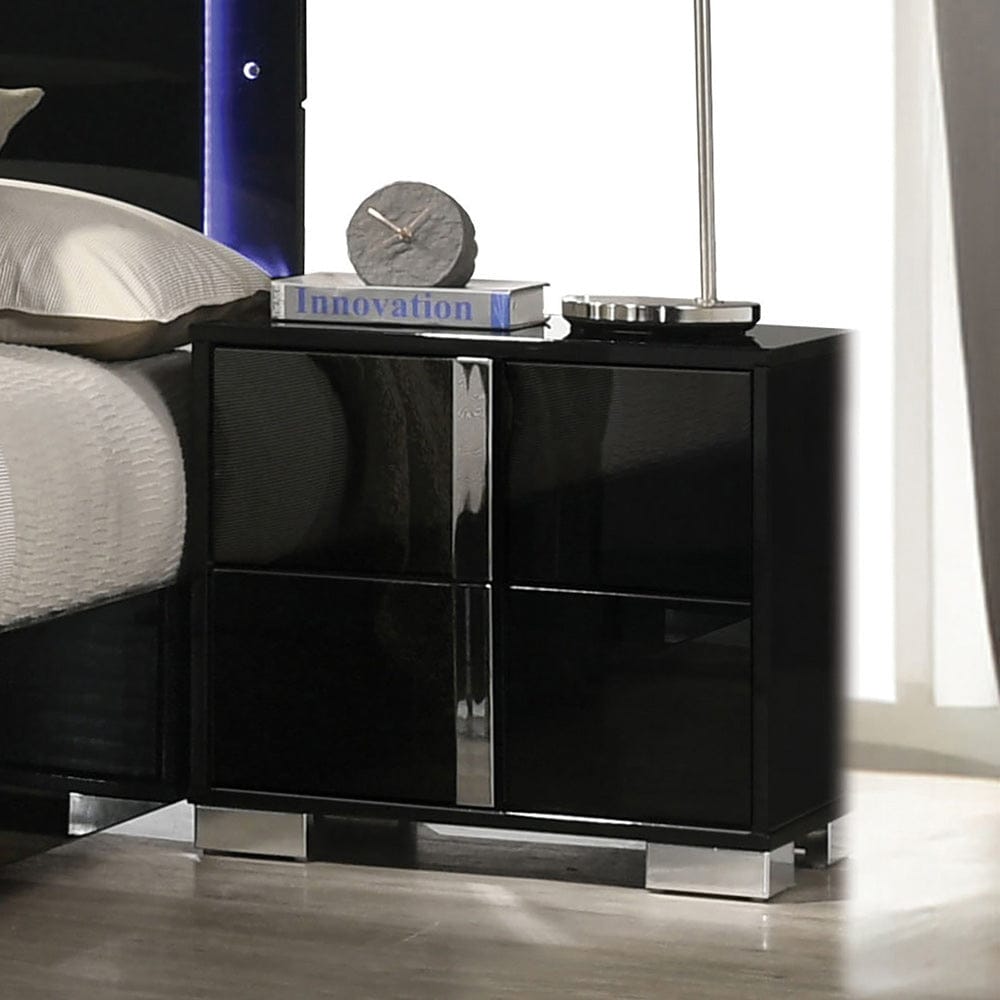 Furniture of America - Sinistra Nightstand in Piano Black - FM7211BK-N View 1