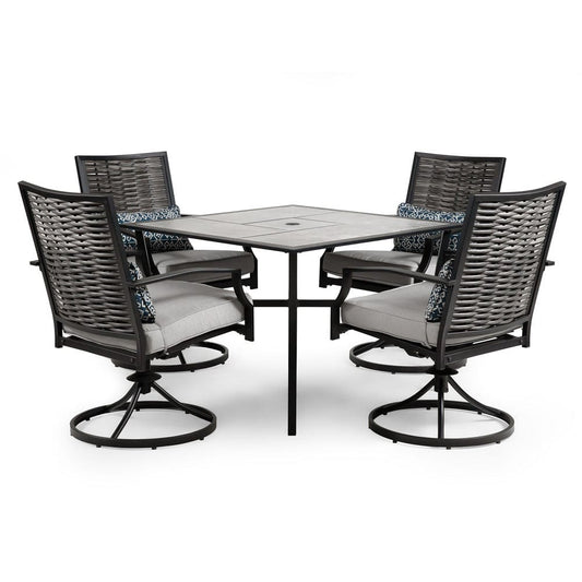 Furniture of America - Sintra 5 Pc. Patio Dining Set With Swivel Chairs in Black/Gray - GM-2012-5PC-10 View 1