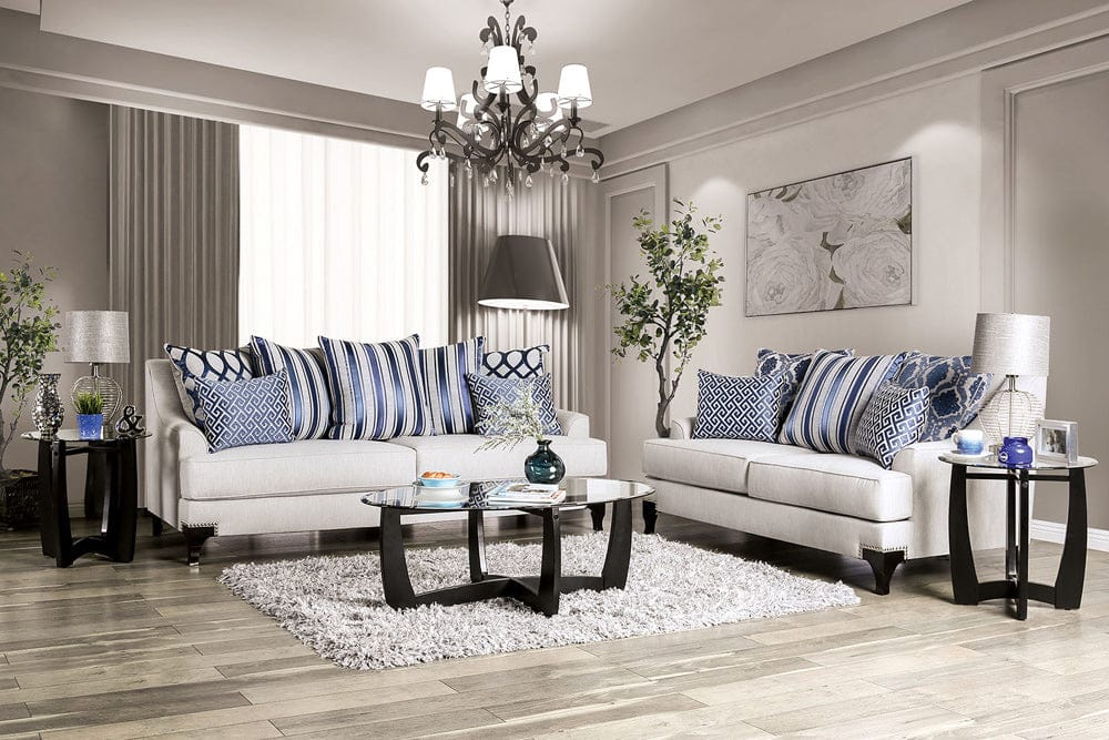 Furniture of America - Sisseton Sofa + Loveseat in Light Gray - SM2207-2PC View 1