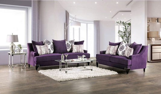 Furniture of America - Sisseton Sofa + Loveseat in Purple - SM2208-2PC View 1