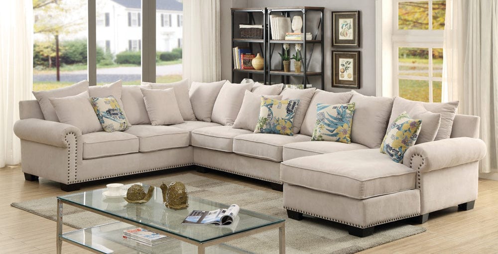 Furniture of America - Skyler Sectional + Chair in Beige - CM6156-SECTIONAL+CH View 1
