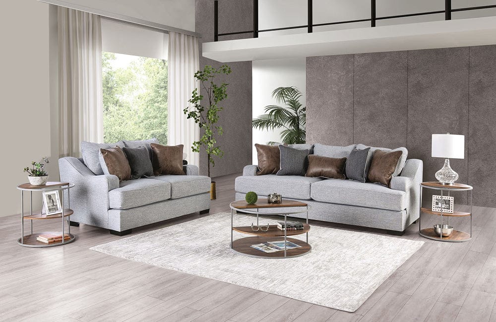 Furniture of America - Skyline Sofa + Loveseat in Light Gray/Brown - SM1211-2PC View 1