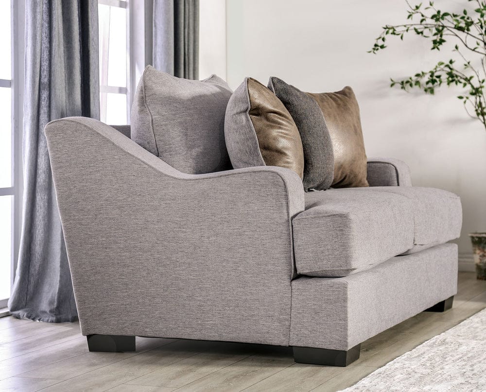 Furniture of America - Skyline Sofa + Loveseat in Light Gray/Brown - SM1211-2PC View 8