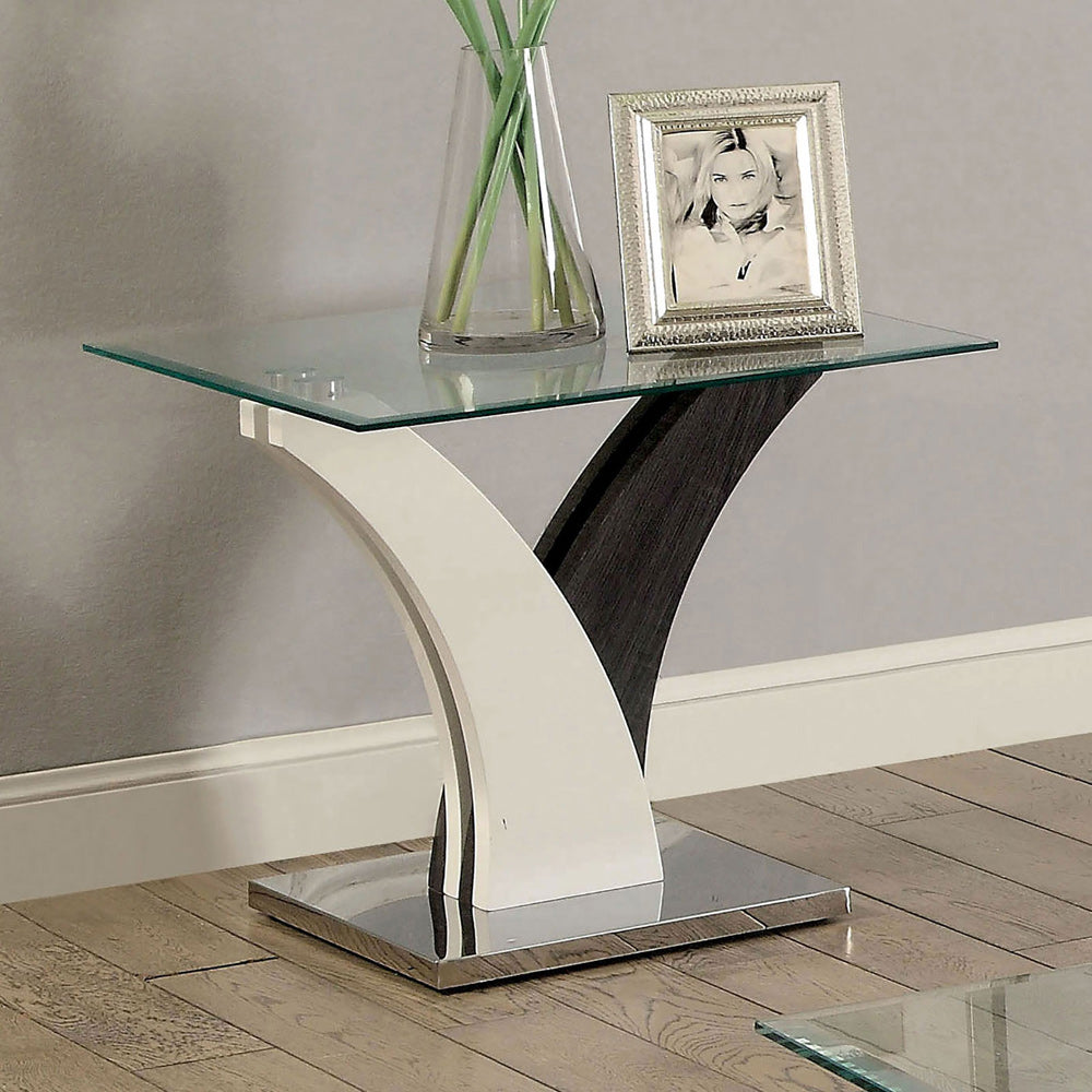 Furniture of America - Sloane End Table in White/Dark Gray/Chrome - CM4244E-TABLE View 1