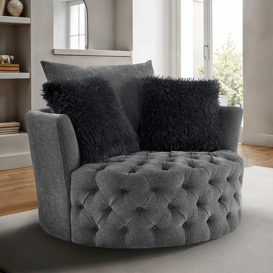 Furniture of America - Sofi - Swivel Chair, Button Tufted, Light Gray - Dark Gray - FM-AC6000DG-SW view 1