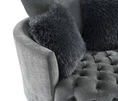 Furniture of America - Sofi - Swivel Chair, Button Tufted, Light Gray - Dark Gray - FM-AC6000DG-SW view 9