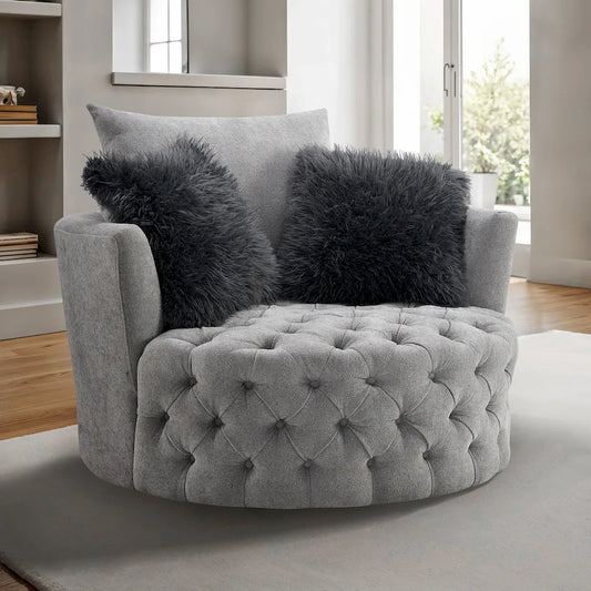 Furniture of America - Sofi - Swivel Chair, Button Tufted, Light Gray - Light Gray - FM-AC6000LG-SW view 1