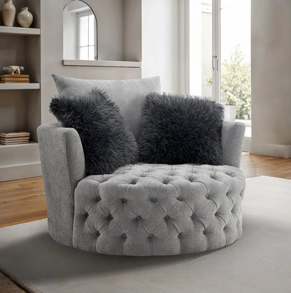 Furniture of America - Sofi - Swivel Chair, Button Tufted, Light Gray - Light Gray - FM-AC6000LG-SW view 2