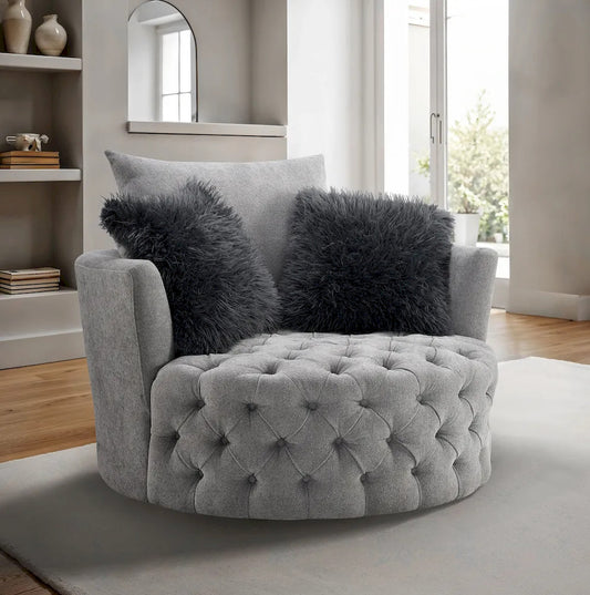 Furniture of America - Sofi - Swivel Chair, Button Tufted, Light Gray - Light Gray - FM-AC6000LG-SW view 2