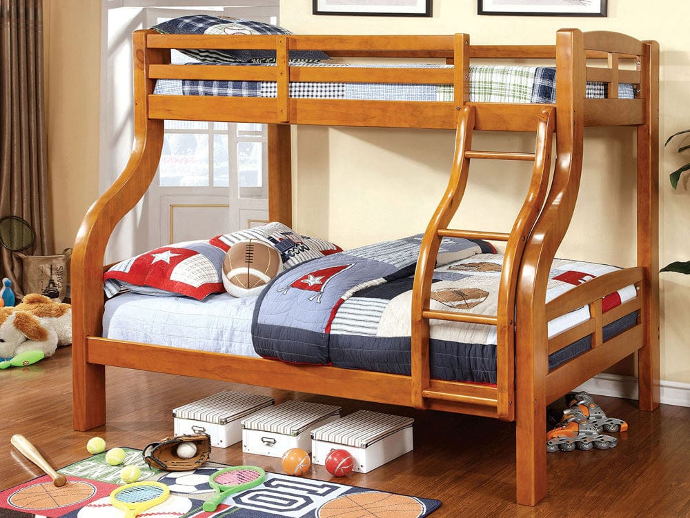 Furniture of America - Solpine Twin/Full Bunk Bed in Oak - CM-BK618-BED View 1