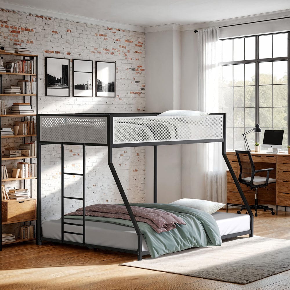 Furniture of America - Southall Twin/Full Metal Bunk Bed in Matte Black/Matte White - FM-BK1201BK-TF View 1
