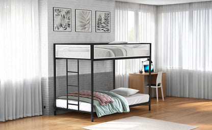 Furniture of America - Southall Twin/Twin Metal Bunk Bed in Matte Black/Matte White - FM-BK1201BK-TT View 1