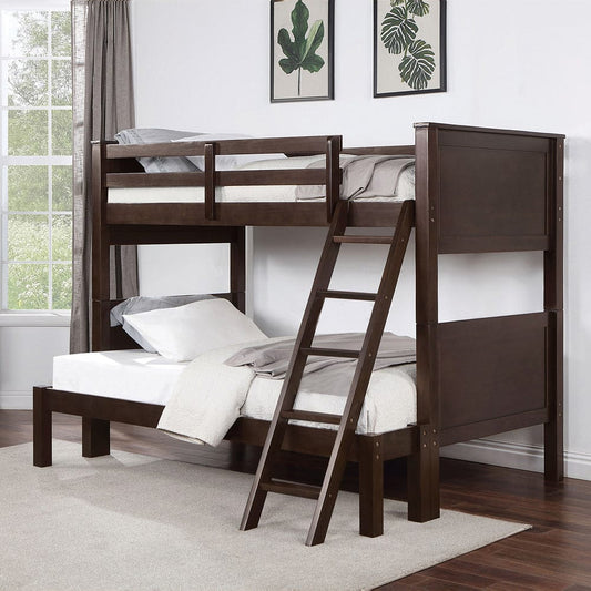 Furniture of America - Stamos Twin/Full Bunk Bed in Walnut - CM-BK658WN-TF-BED View 1