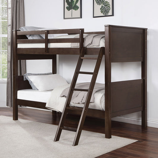 Furniture of America - Stamos Twin/Twin Bunk Bed in Walnut - CM-BK658WN-TT-BED View 1