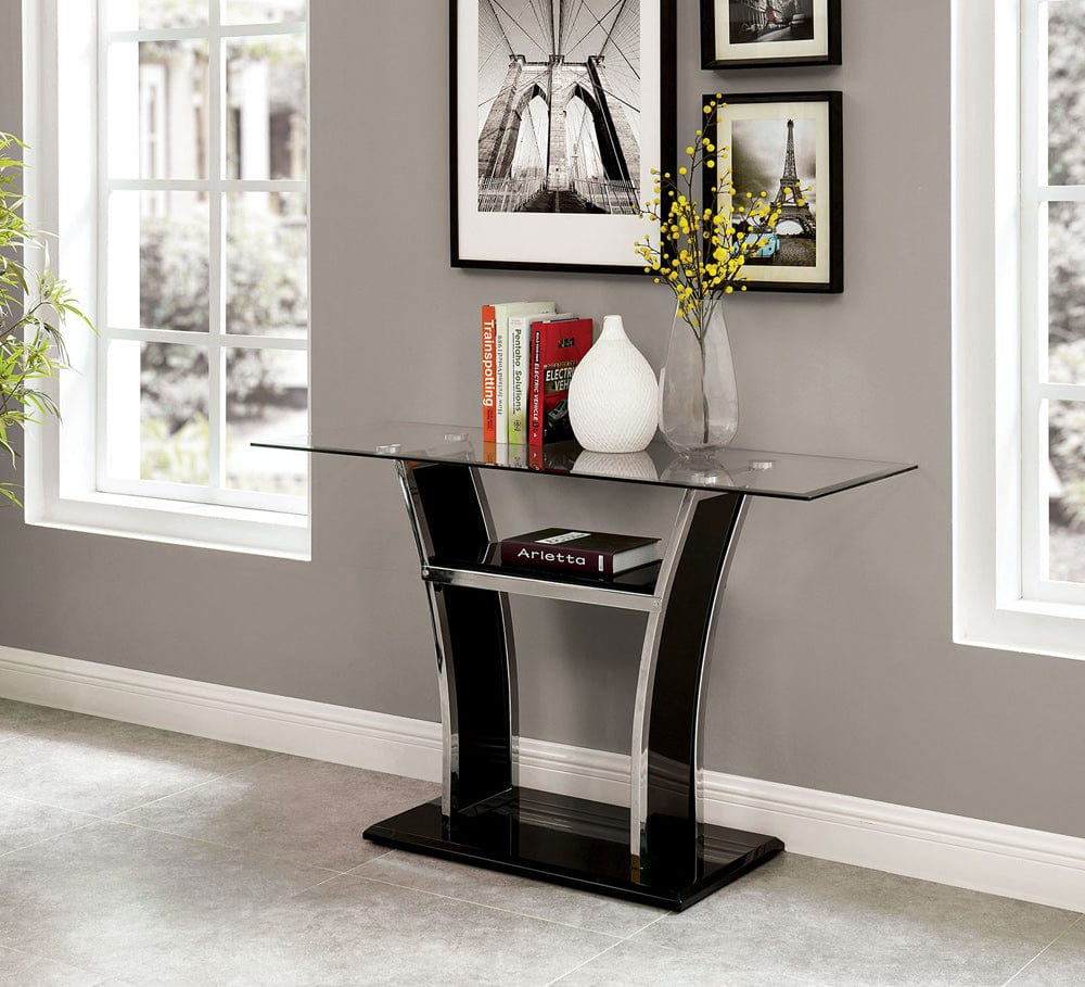 Furniture of America - Staten Sofa Table in Glossy Black/Chrome - CM4372BK-S-PK View 1