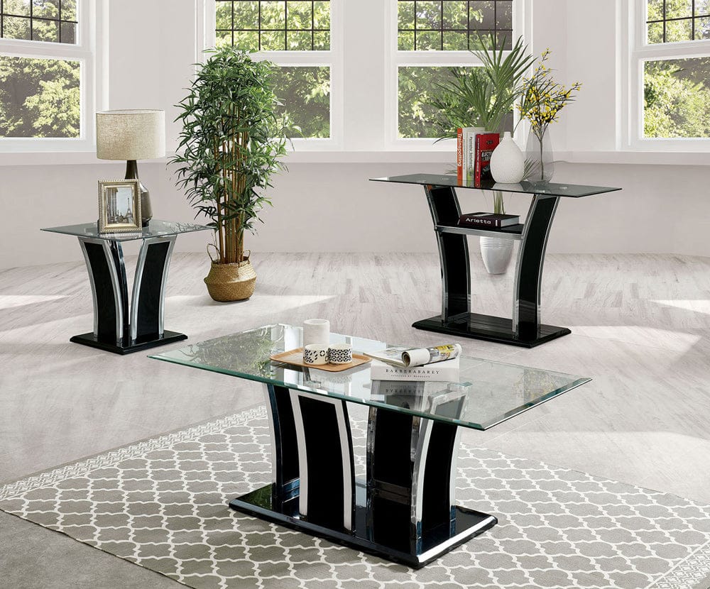 Furniture of America - Staten Sofa Table in Glossy Black/Chrome - CM4372BK-S-PK View 2