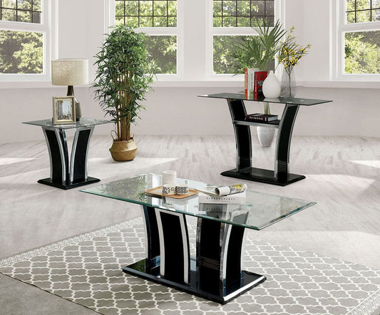 Furniture of America - Staten Sofa Table in Glossy Black/Chrome - CM4372BK-S-PK View 2