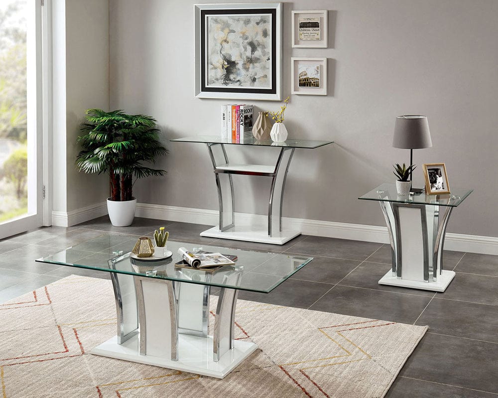 Furniture of America - Staten Sofa Table in Glossy White/Chrome - CM4372WH-S-PK View 2
