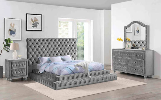 Furniture of America - Stefania - 3 Pc. Queen Bedroom Set - Gray - CM7227GY-Q-4PC view 1