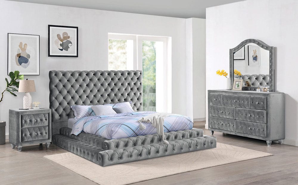 Furniture of America - Stefania 5 Pc. Queen Bedroom Set w/ 2NS in Gray - CM7227GY-Q-5PC-2NS View 1