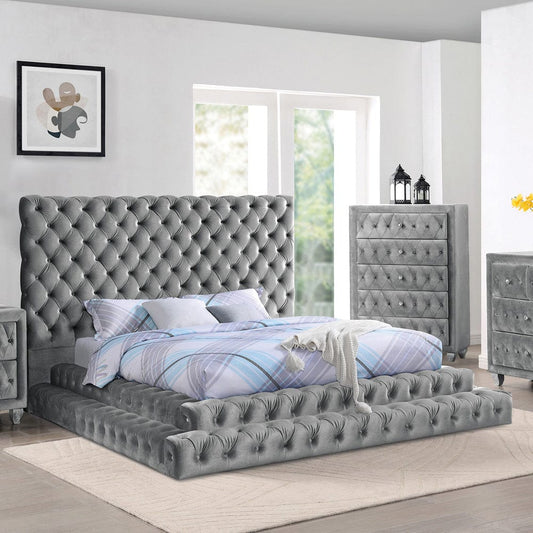 Furniture of America - Stefania E.King Bed in Gray - CM7227GY-EK-BED View 2