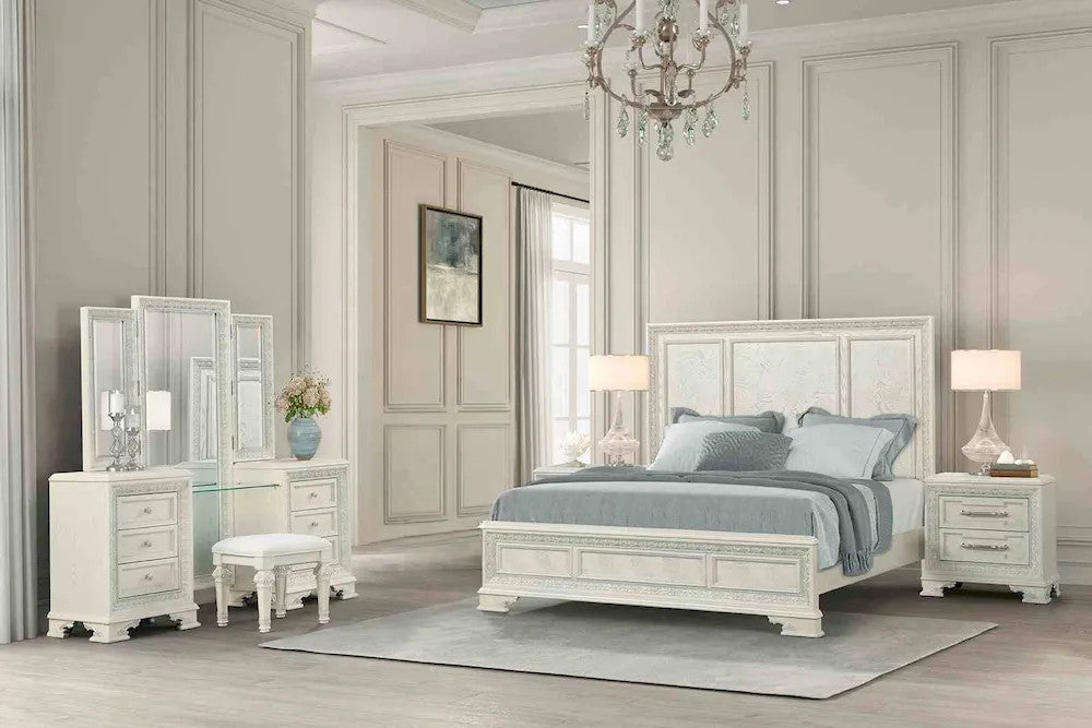 Furniture of America - Stella Mia - 3 Pc. Queen Panel Bedroom Set - FM70000WH-Q-W-4PC view 1