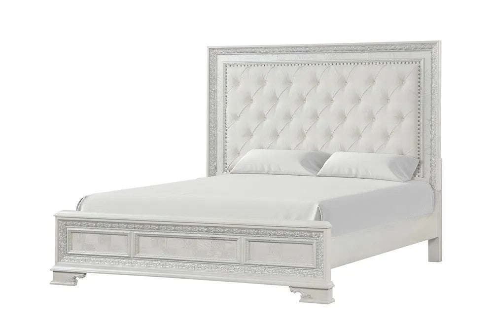 Furniture of America - Stella Mia - 4 Pc. Queen Uph Bedroom Set w/ 2Ns - FM70000WH-Q-F-5PC-2N view 4