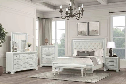 Furniture of America - Stella Mia - 4 Pc. Queen Uph Bedroom Set w/ Chest - FM70000WH-Q-F-5PC-C view 1