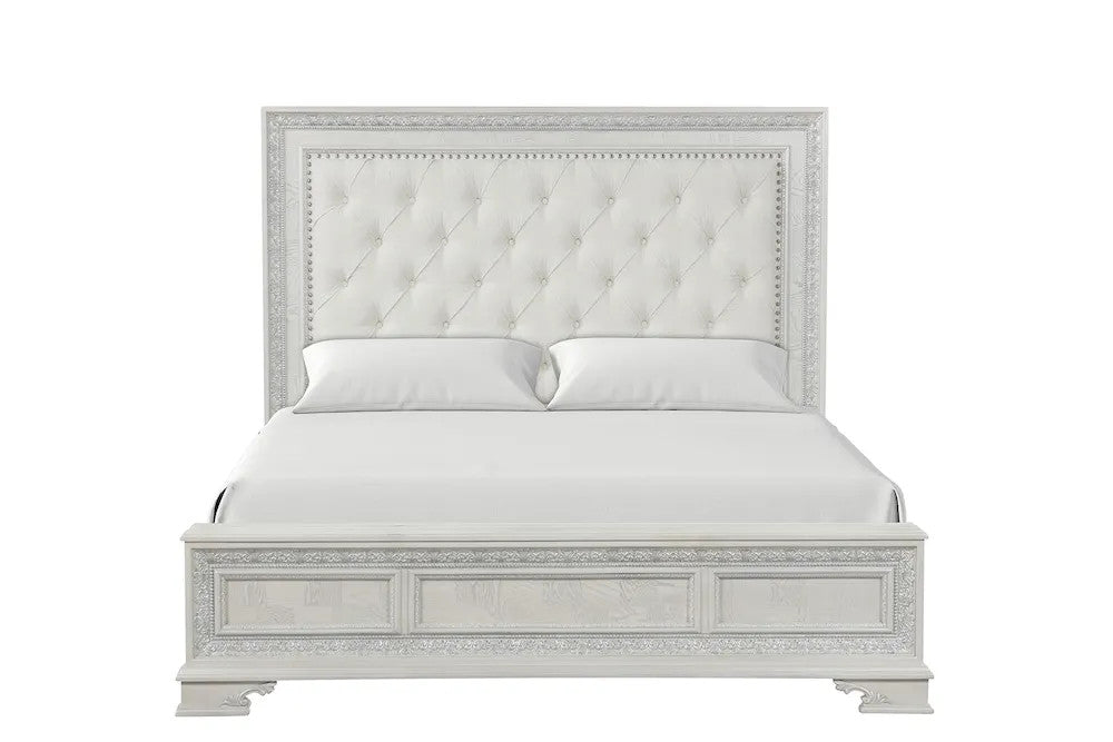 Furniture of America - Stella Mia - 4 Pc. Queen Uph Bedroom Set w/ Chest - FM70000WH-Q-F-5PC-C view 5