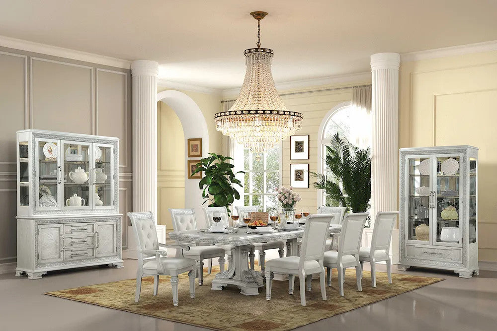 Furniture of America - Stella Mia - 6 Pc. Dining Table Set (2AC+4SC) - FM31000WH-T-7PC view 2