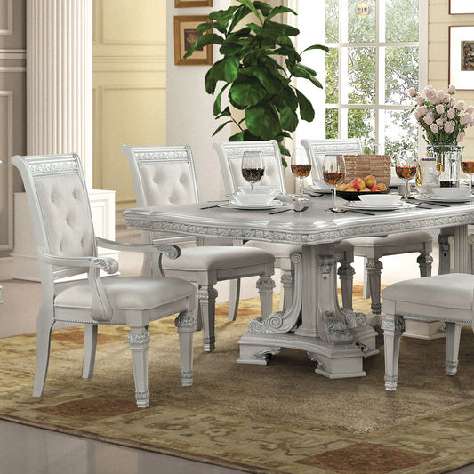 Furniture of America - Stella Mia 9 Pc. Dining Table Set (2AC+6SC) in Ivory - FM31000WH-T-9PC View 1