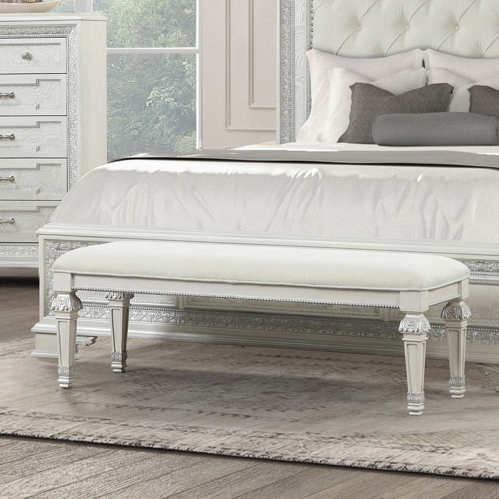 Furniture of America - Stella Mia Bench in Creamy White - FM70000WH-BN View 2
