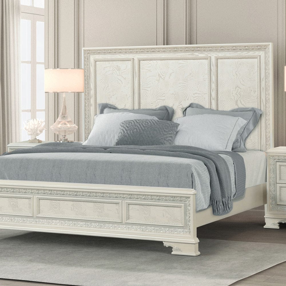 Furniture of America - Stella Mia E.King Panel Bed in Creamy White - FM70000WH-EK-W-BED View 1