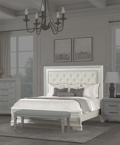 Furniture of America - Stella Mia E.King Uph Bed in Creamy White - FM70000WH-EK-F-BED View 1