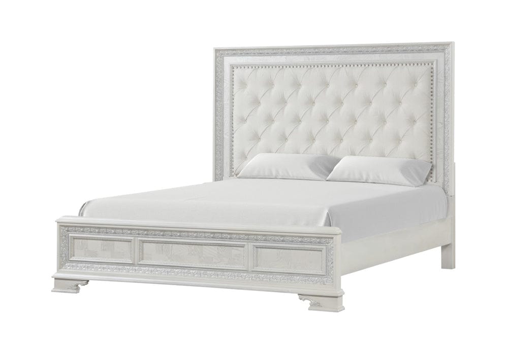 Furniture of America - Stella Mia Queen Panel Bed (F)  in Creamy White - FM70000WH-Q-F-BED View 1
