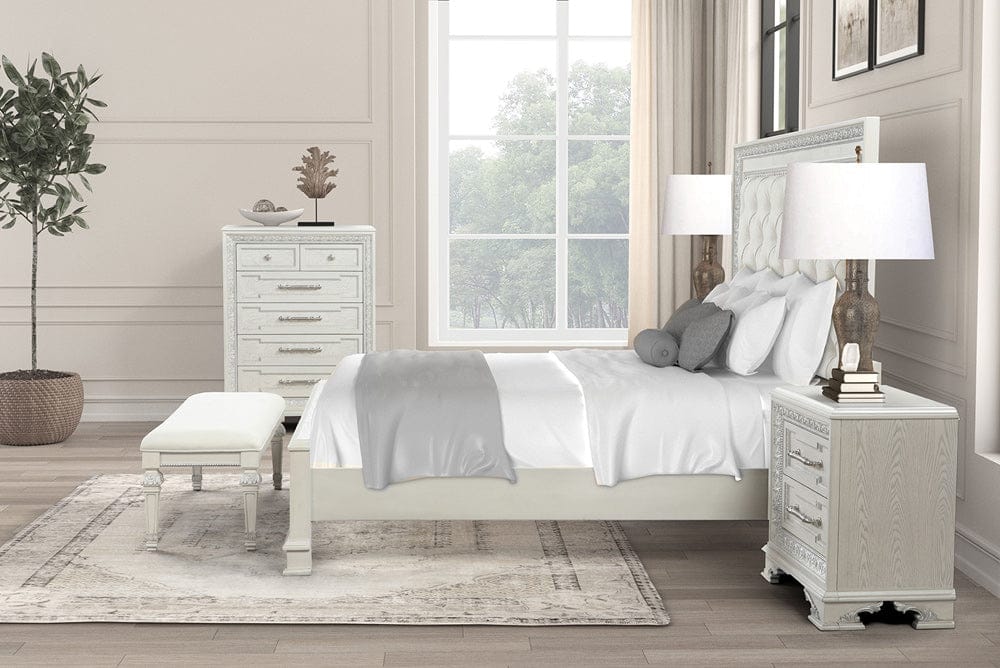 Furniture of America - Stella Mia Queen Panel Bed (F)  in Creamy White - FM70000WH-Q-F-BED View 3