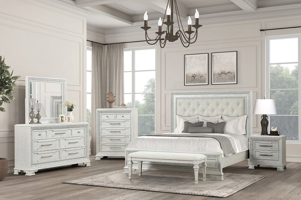 Furniture of America - Stella Mia Queen Panel Bed (F)  in Creamy White - FM70000WH-Q-F-BED View 4