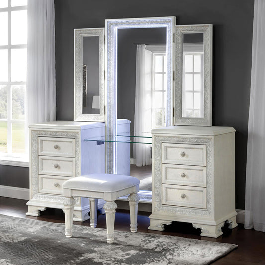 Furniture of America - Stella Mia Vanity Set w/ Stool in Creamy White - FM70000WH-V-SET View 1