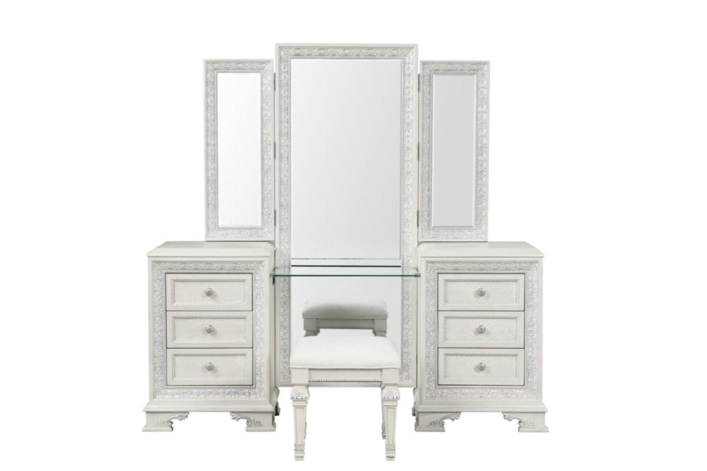 Furniture of America - Stella Mia Vanity Set w/ Stool in Creamy White - FM70000WH-V-SET View 3