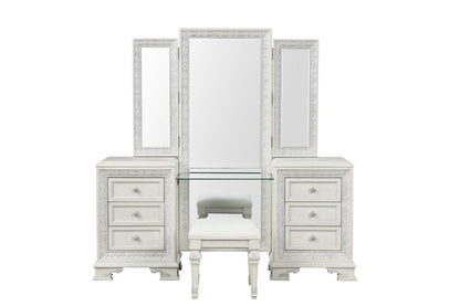 Furniture of America - Stella Mia Vanity Set w/ Stool in Creamy White - FM70000WH-V-SET View 3