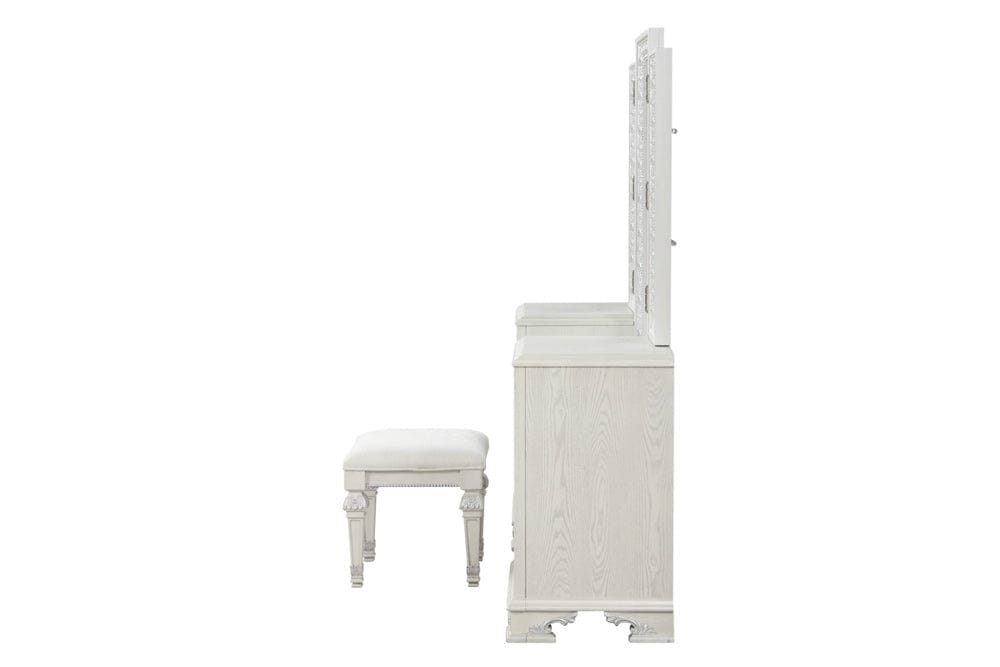 Furniture of America - Stella Mia Vanity Set w/ Stool in Creamy White - FM70000WH-V-SET View 4